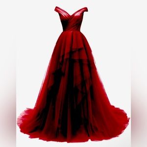 NWT Red prom dress tulle and satin fabric corset bust NEVER WORN!!